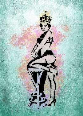 Queen in Lingerie Stencil Art