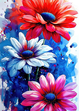 Vibrant Watercolor Flowers