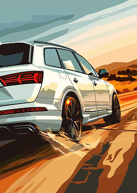 Audi SUV on Desert Road