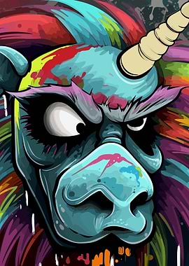 Angry Unicorn Illustration