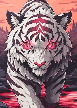 White Tiger with Red Eyes