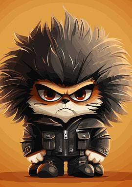 Angry Cat in Leather Jacket