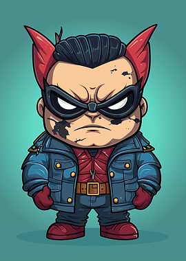 Chibi Superhero with Red Horns