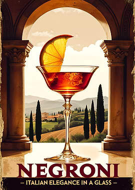 Vintage Italian Negroni Cocktail Poster