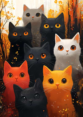 Cute Cats in Autumn
