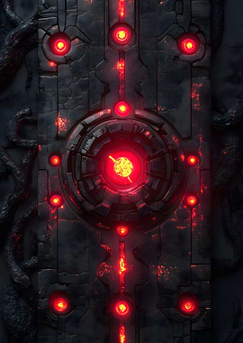 Sci-Fi Panel with Red Lights