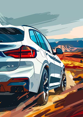 BMW X3 SUV on Desert Road