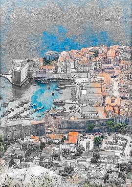 Aerial View of Coastal City Dubrovnik