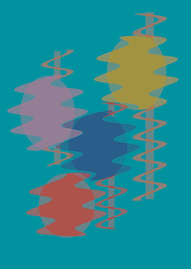 Abstract Colorful Shapes on Teal