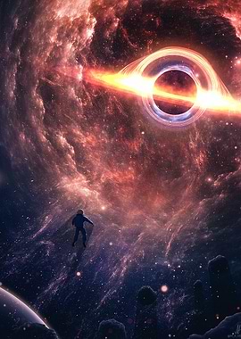 Astronaut Facing Black Hole