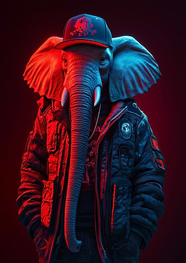 Neon Cyberpunk Elephant