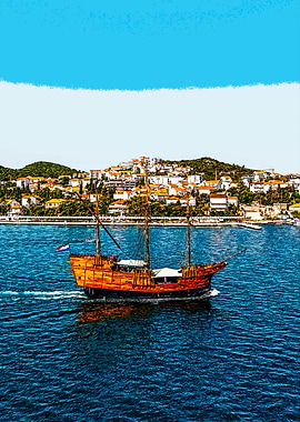 Sailing Ship in Harbor