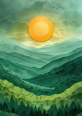 Papercut Mountain Landscape