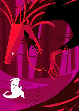 Red Dragon and White Creature