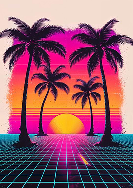 Retro Sunset Palms