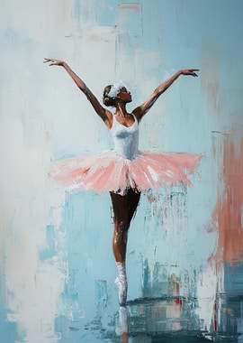Ballet Dancer in Pink Tutu | Serene Elegance: Ballerinas Reflection