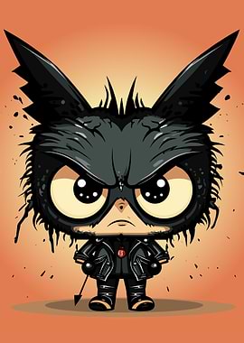 Angry Black Cat Character