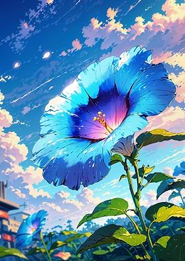 Ethereal Morning Glory Flower Blue Blossom at Dawn
