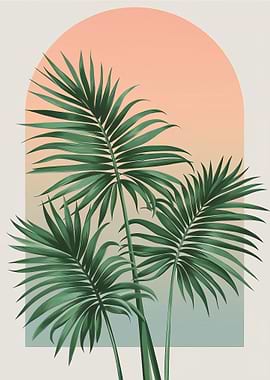 Palm Leaves Minimalist Art