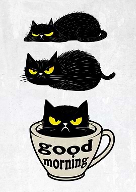 Funny Cat Coffee Morning