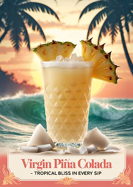 Vintage Virgin Piña Colada Cocktail