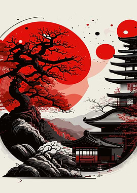 Japanese Temple Art Print