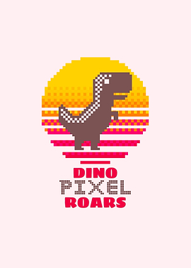 Pixelated Dino Sunset