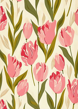 Pink Tulip Floral Pattern