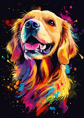 Golden Retriever Splash Art