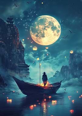 Moonlit Boat Journey