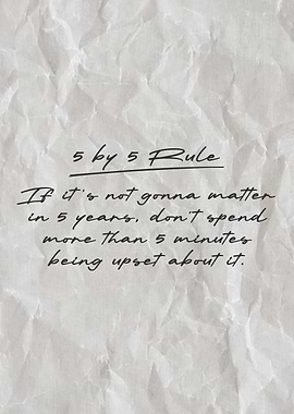 5 by 5 Rule Inspirational Motivational Quote