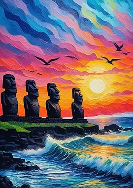 Moai Sunset