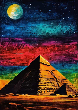 Pyramid Under Night Sky
