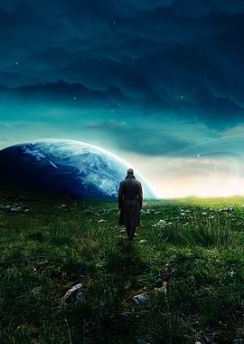 Lone Figure in a Surreal Landscape