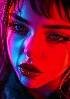 Girl in Neon Pink Lights