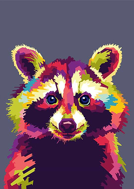 Colorful Raccoon Portrait