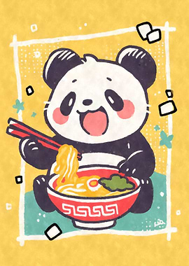Kawaii Panda Eating Ramen