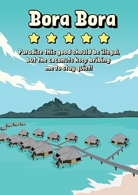 Bora Bora Review Funny Paradise Poster