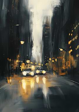 Cityscape Night Painting