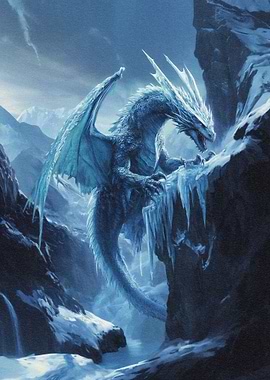 Ice Dragon in Mountain Pass