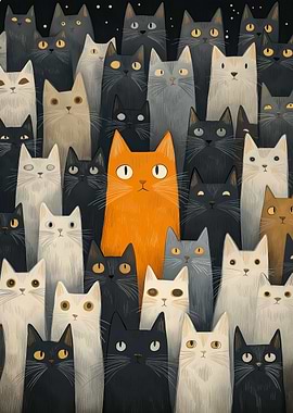 Orange Cat in a Crowd