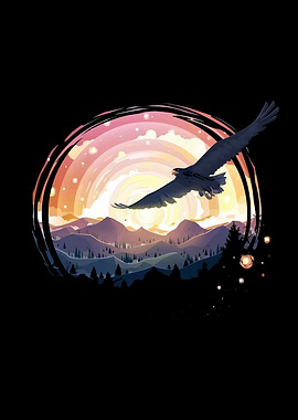 Eagle Soaring Sunset