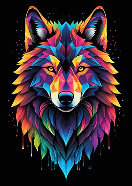 Colorful Wolf Portrait