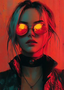 Woman in Red Sunglasses