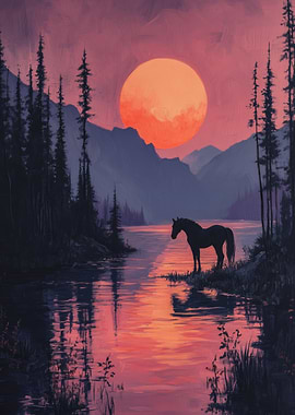 Silhouette Horse Sunset