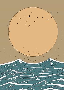 Ocean Sunset Illustration
