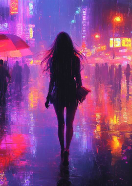 Rainy Night Cityscape