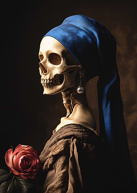 Skull with Pearl Earring