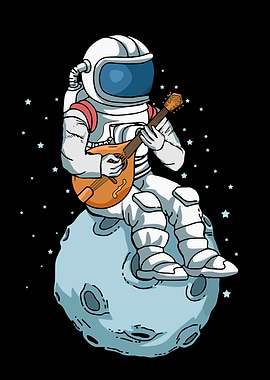 Astronaut Playing Mandolin Country Music Bluegrass