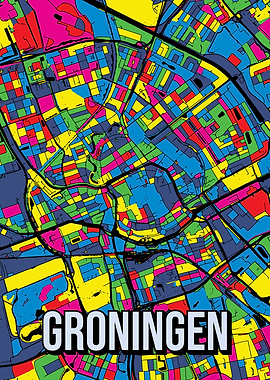 Groningen City Map Pop Art